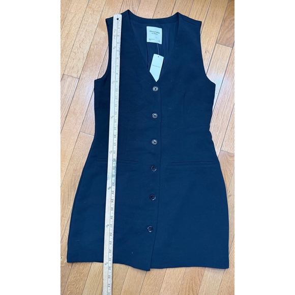Abercrombie Fitch Black Sleeveless Button Front Vest Dress Mini Size Small NEW - Picture 7 of 7
